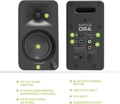 Kanto ORA 100W Powered Reference Desktop Computer Speakers