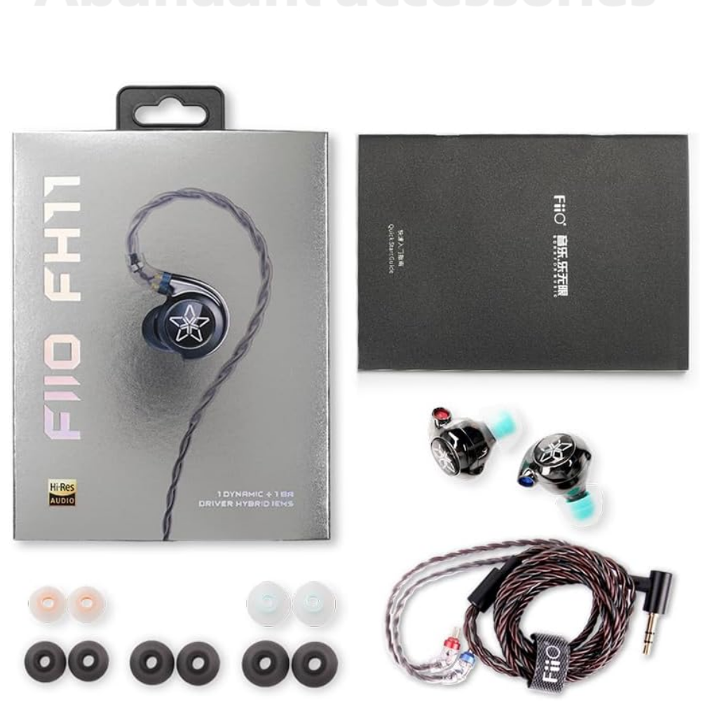 FiiO FH11 HiFI Hybrid Driver IEM with detachable cable.