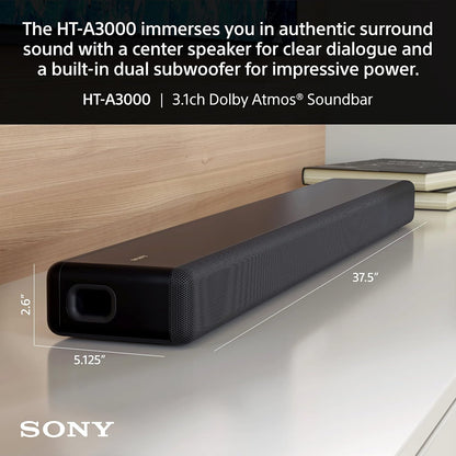 Sony HT-A3000 Soundbar - 3.1-Channel Dolby Atmos® with Deep Bass & Clear Sound