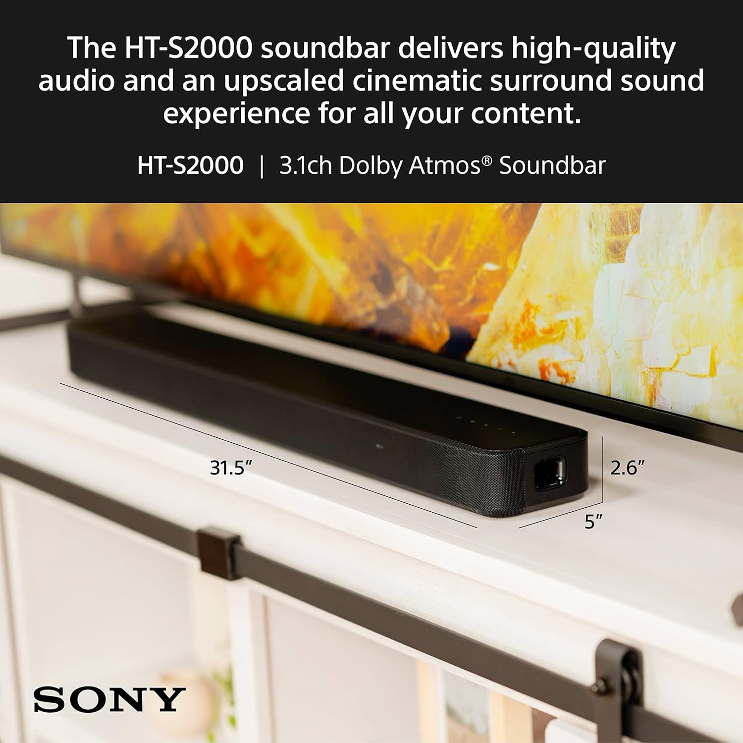 Sony HT-S2000 Soundbar - 3.1-Channel Dolby Atmos® with Built-In Subwoofer