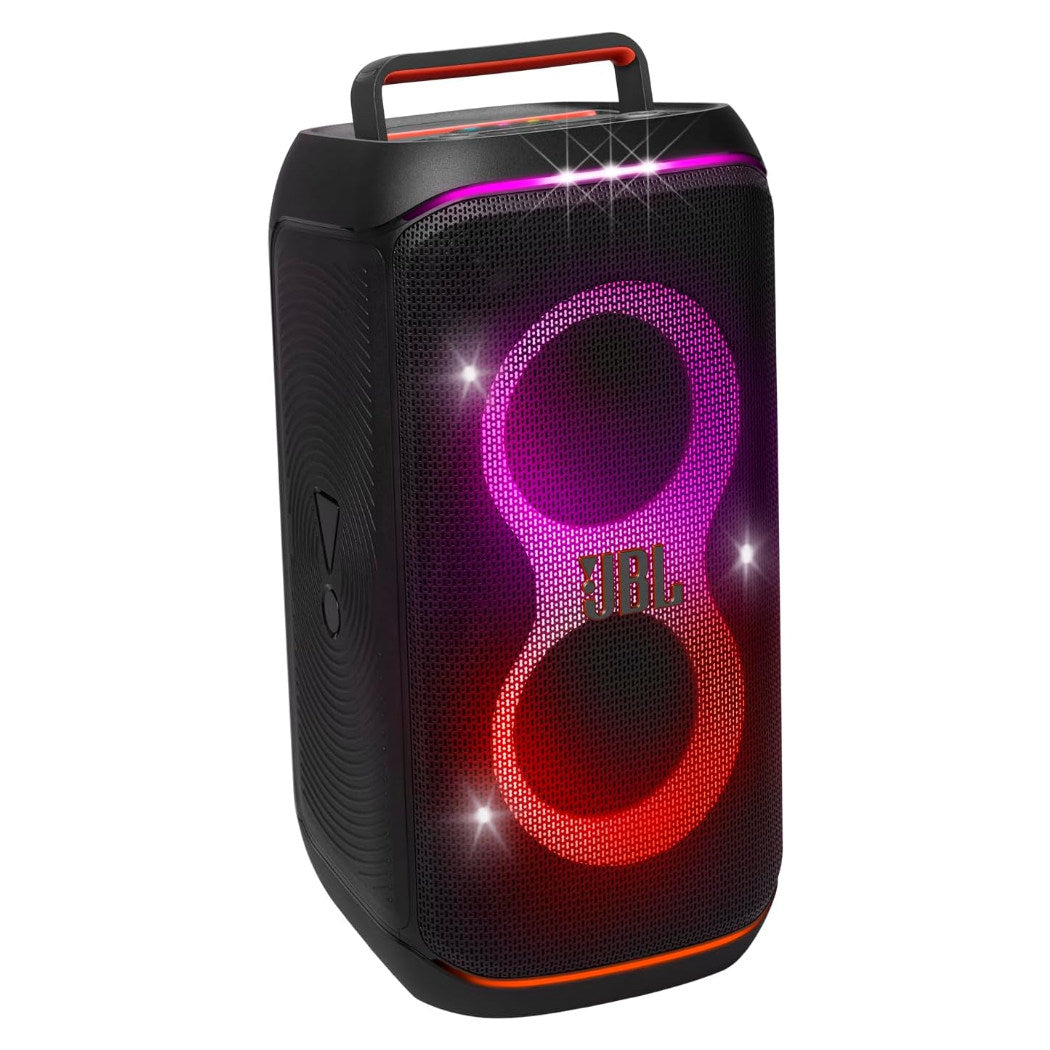 JBL PartyBox Club 120 - Portable Party Speaker with Foldable Handle, Powerful JBL Pro Sound, Futuristic lightshow, Up to 12 Hours of Play time, Splash Proof, Dual Mic & Guitar Inputs (White)