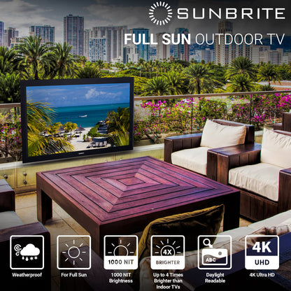 SunBrite Pro 2 Outdoor Full Sun 4K LED HDR TV - Durable, Weatherproof Entertainment