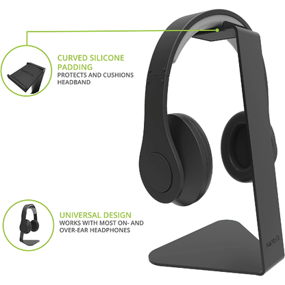 Kanto H1 Universal Headphone Stand with Curved Silicone Padding - Black #color_black