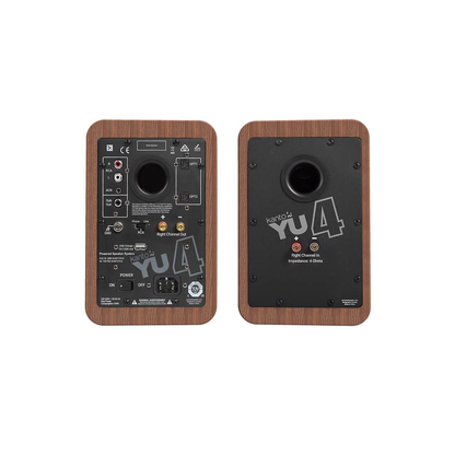 Kanto YU4 Powered Speakers with Bluetooth and Built-in Phono Preamp | Auto Standby and Startup | Remote Included | 140W Peak Power - Pair (Walnut) #color_walnut