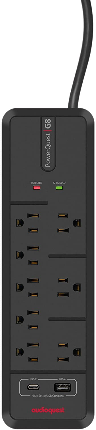 AudioQuest PowerQuest G8 - 8-Outlet Surge Protector with USB-A and USB-C Charging Ports